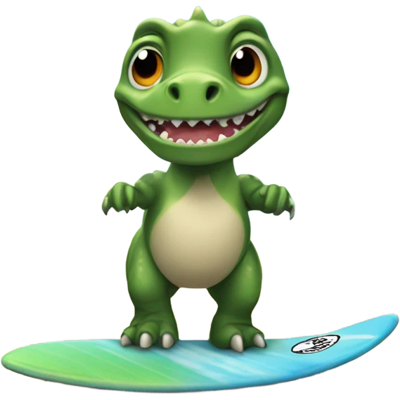 dinosaurio en tabla de surf emoji