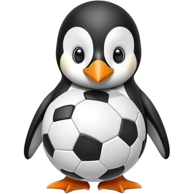 A penguin with a soccer ball emoji