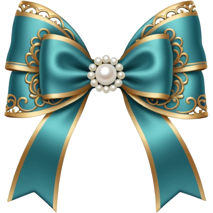 vintage rococo bow, white, with pearl accents emoji