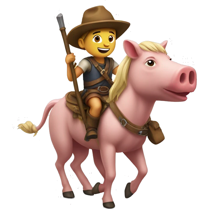 a kid riding a pigman emoji