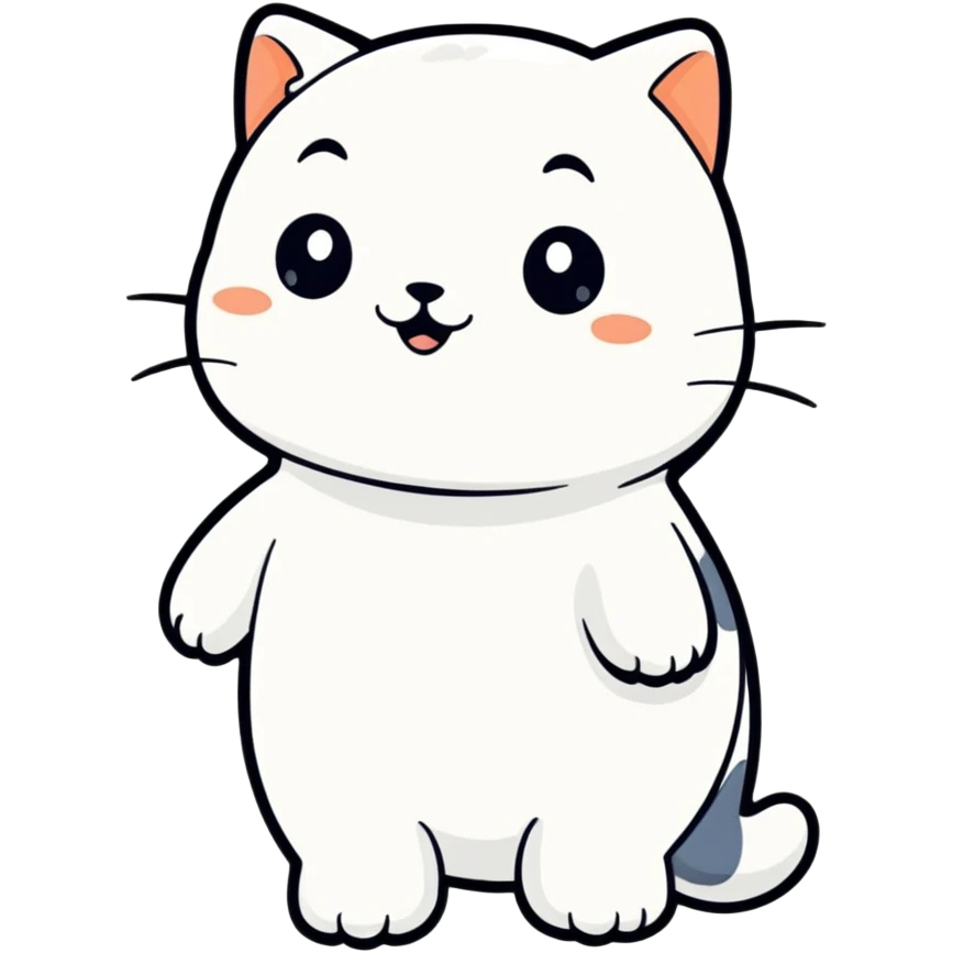 beluga cat, cartoonish sticker style emoji