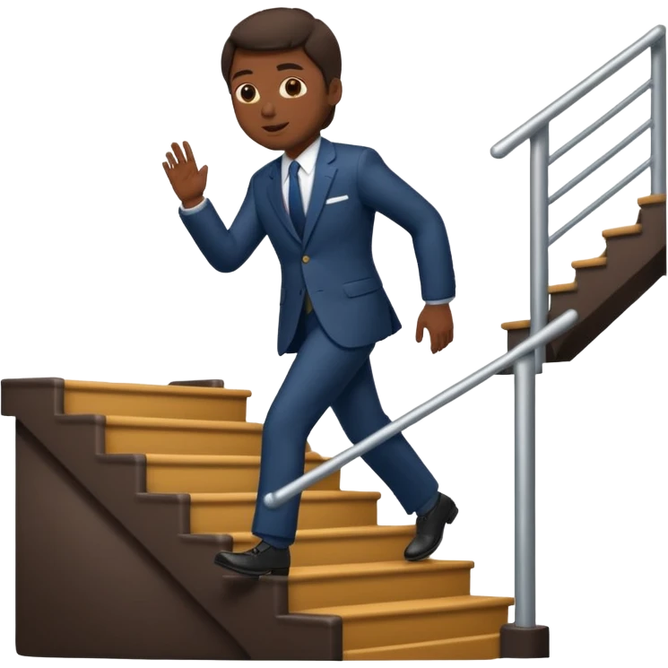 apple style emoji of a man walking up a staircase emoji