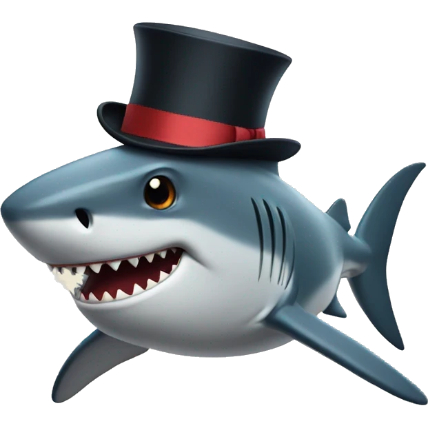 Shark with a top hat emoji