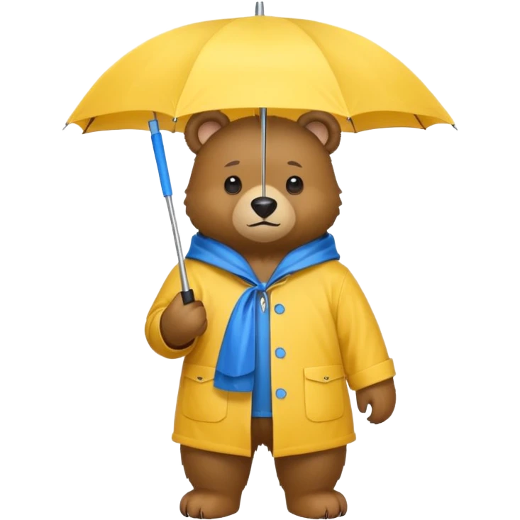 Bear with umbrella, wearing rain coat emoji