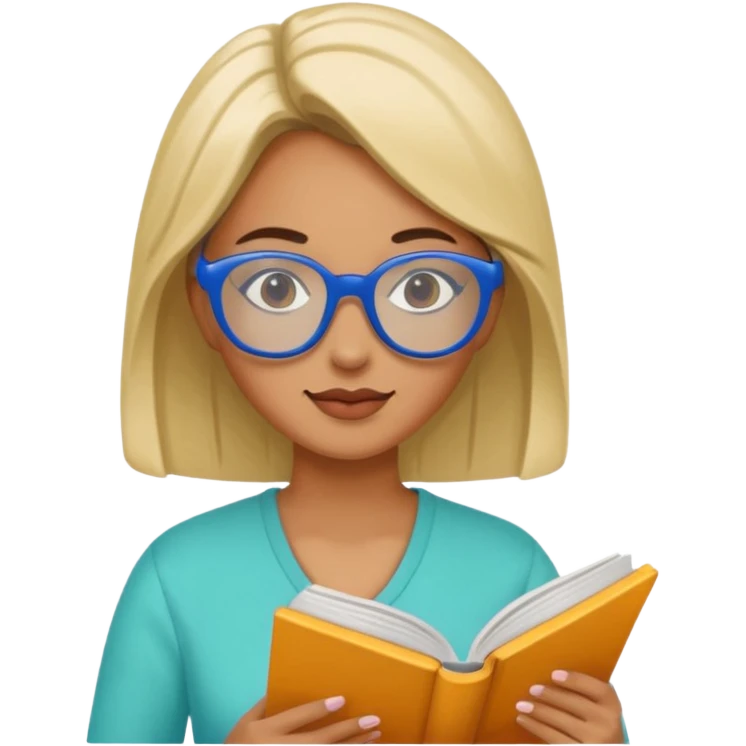 woman reading a book colored glasses emoji