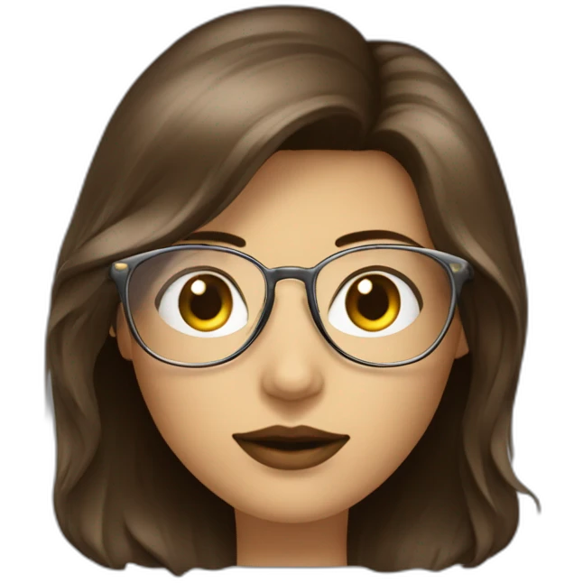 femme brune cheveux long a lunettes en metal doré emoji