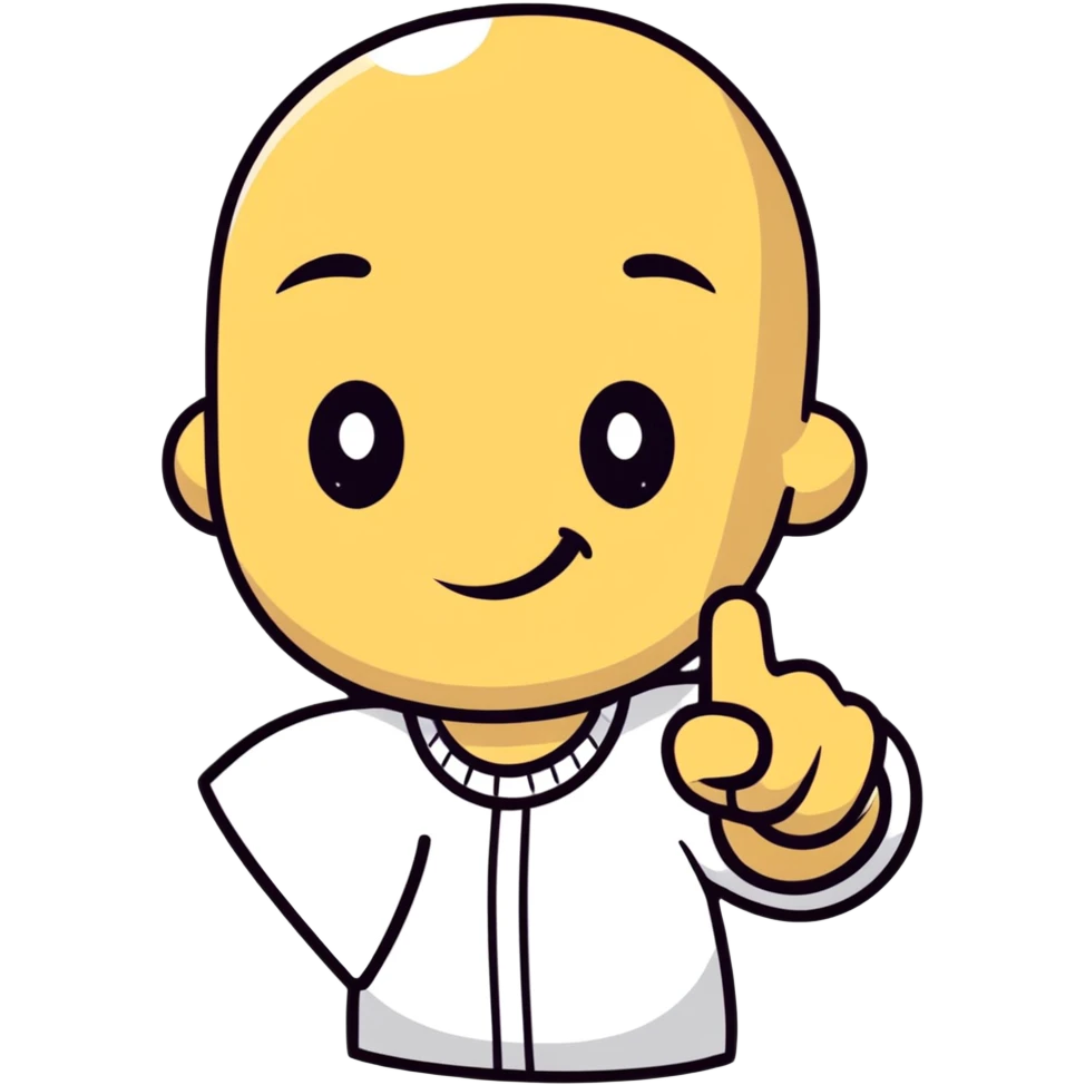 A single sticker that combines a pointing finger and a smirking face - a face with a sly smirk that has one arm extending with a pointing finger emoji