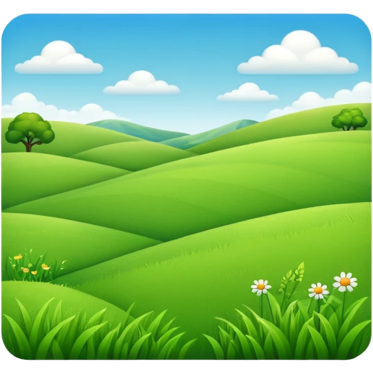 a grassland scene, simple and clear, emoji style emoji