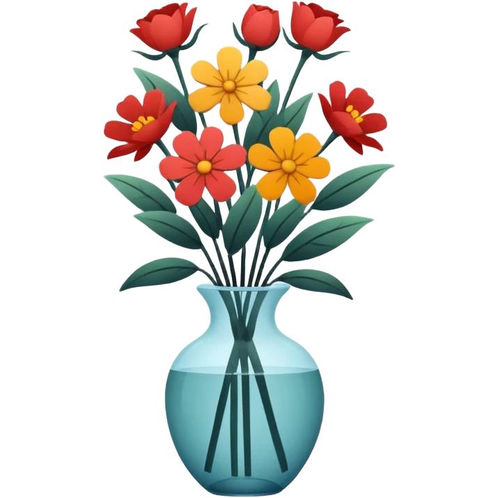 Minimalistic flat vector icon, iOS style, thin black contour on white background. Flower bouquet arranged in a simple vase. Clean, elegant, no text, no shadows.
 emoji