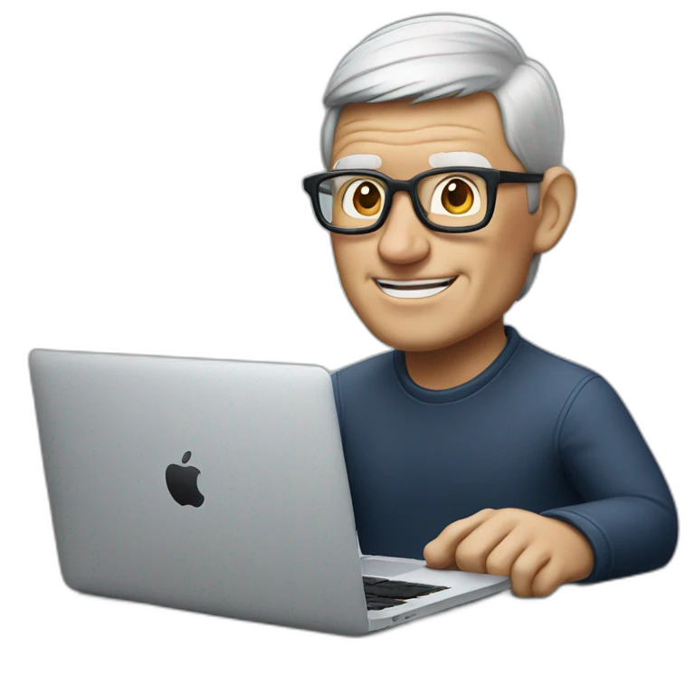 tim cook with a macbook pro emoji