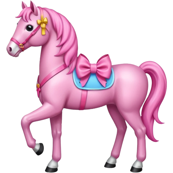 Caballo rosa con moño  emoji