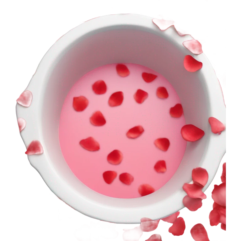 tub with rose petals and red water  emoji