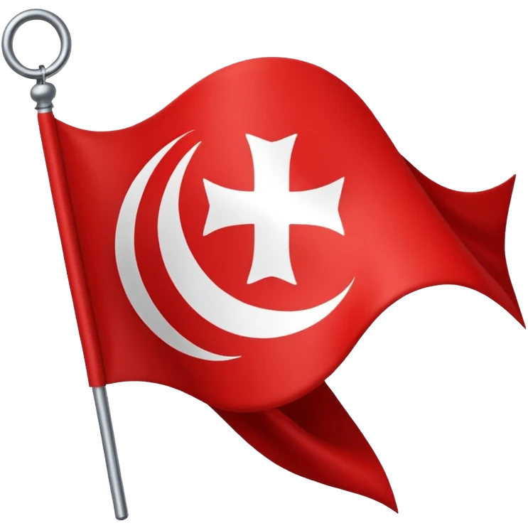 Créame un emoji de una bandera roja con un círculo blanco a un costado y una cruz dentro del circulo boanco no dentro del circulo blanco q este la cruz color negro emoji