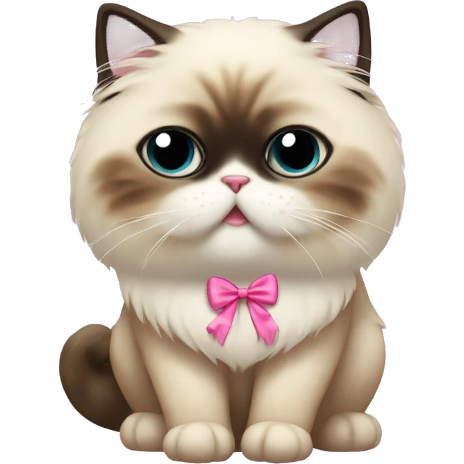 cute himalayan cat with pink bow emoji