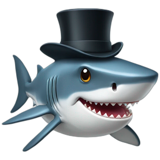 Shark with a top hat emoji