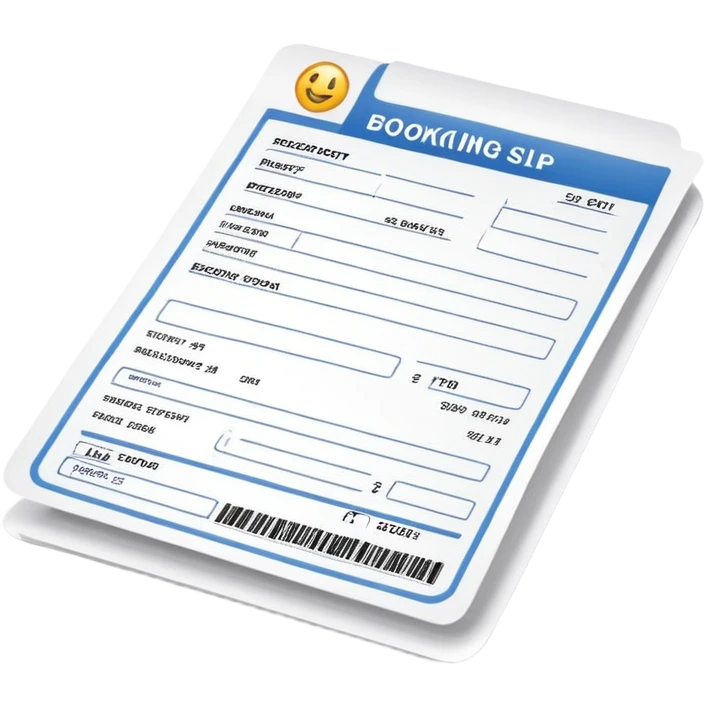 booking slip, reservation receipt, document with confirmed booking details emoji