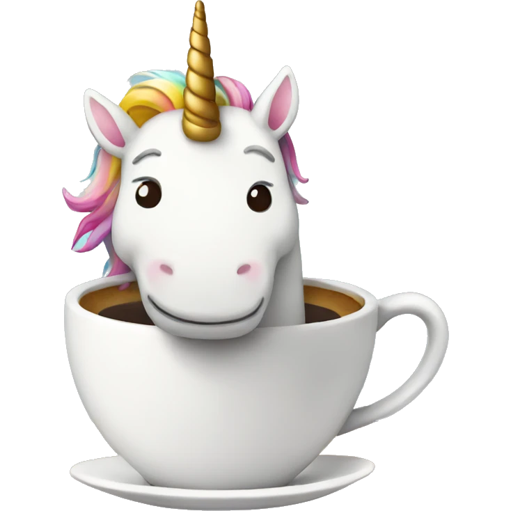 Smiling unicorn drinking coffee emoji