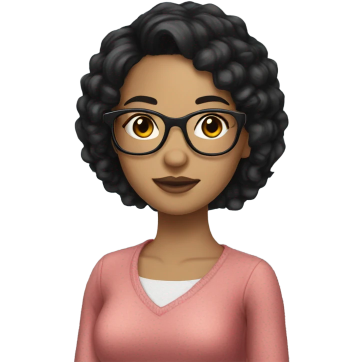 A light skin girl with black hair beautiful and glasses  emoji