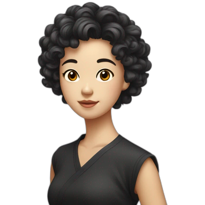 Jeune chinois avec cheveux bouclés noir emoji