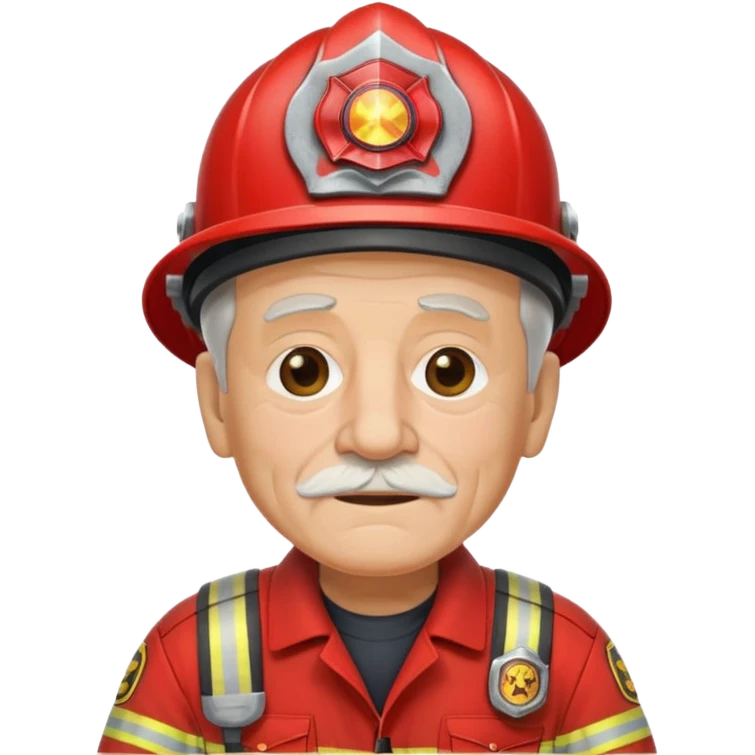 Firefighter old man with red uniform emoji