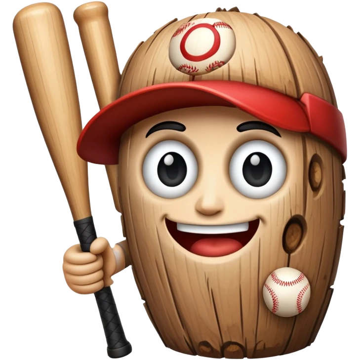 Log with a face holding a baseball bat emoji