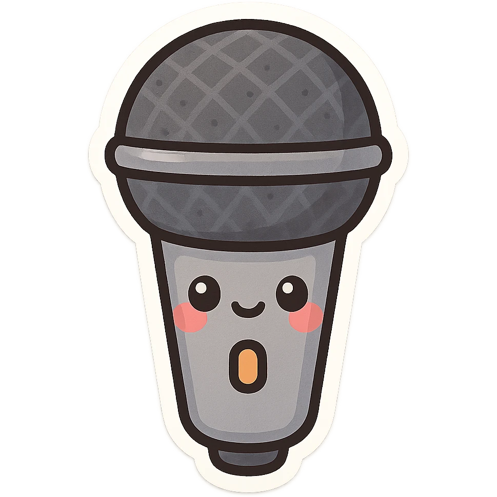 custom microphone emoji, playful style, rounded shapes, friendly look emoji