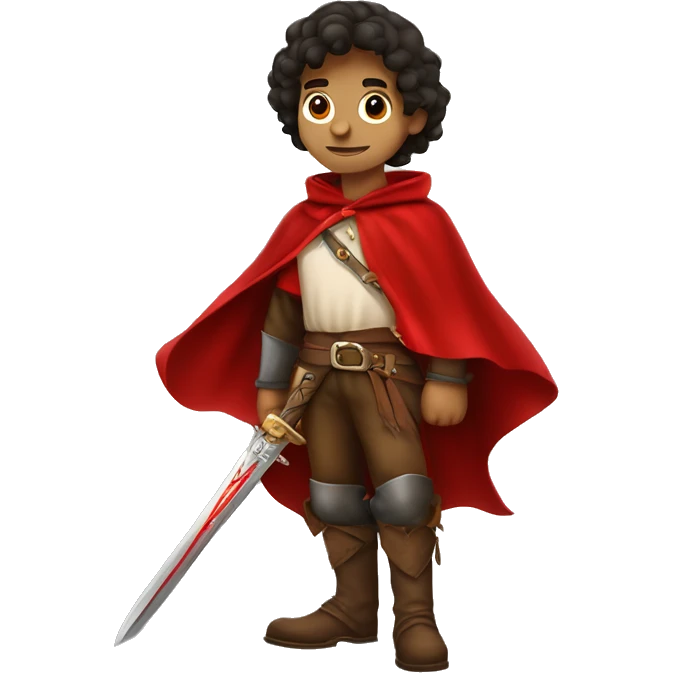 canela boy musketeer with red shoulder medieval cape and sword emoji