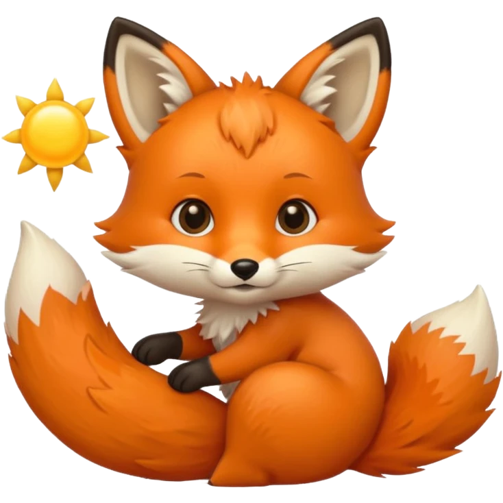 Baby fox holding a sun ☀️🦊 emoji