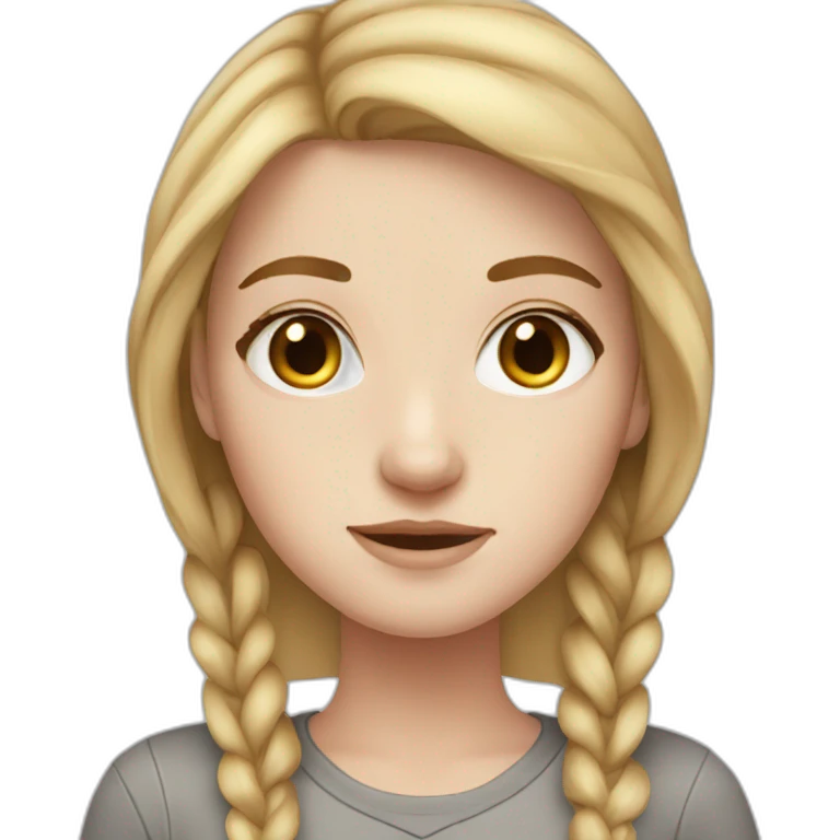 White Girl with freckles, light hair, grey eyes, emoji