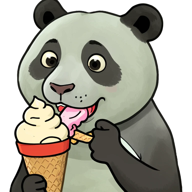 Panda eating ice cream emoji