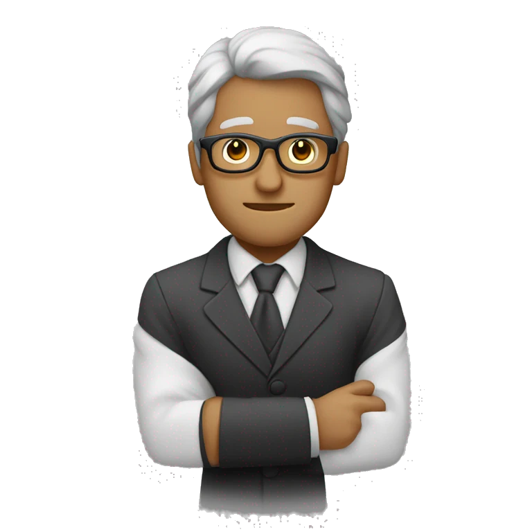 Profesor pelo oscuro y gafas, sin barba emoji