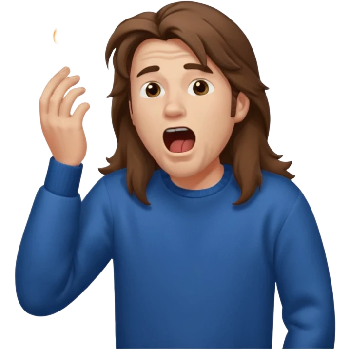 yawning long haired man in sweater emoji