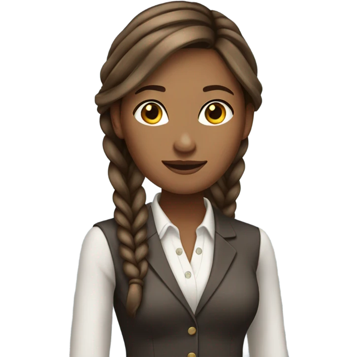 business woman long straight brown hair braid emoji