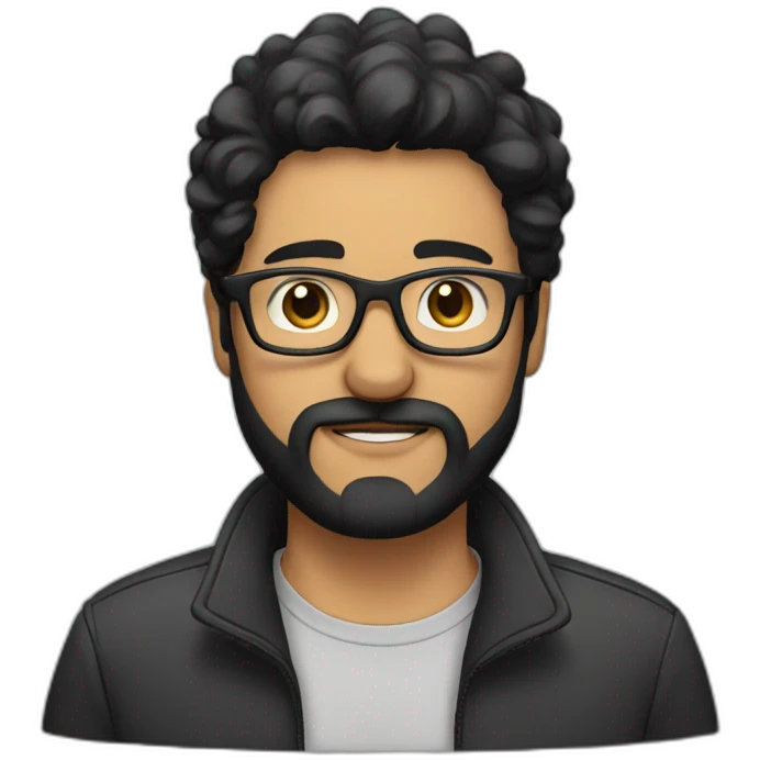 Man with black hair and beard in eyeglasses emoji