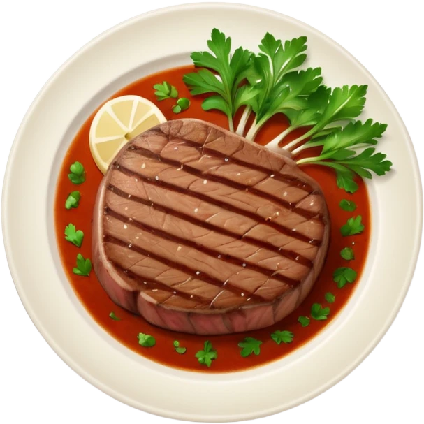 plate of steak, top down camera emoji