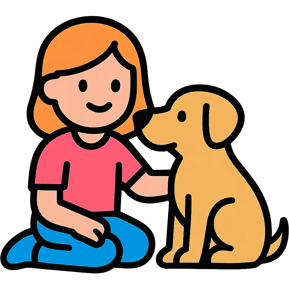 girl with pet dog, companionship emoji
