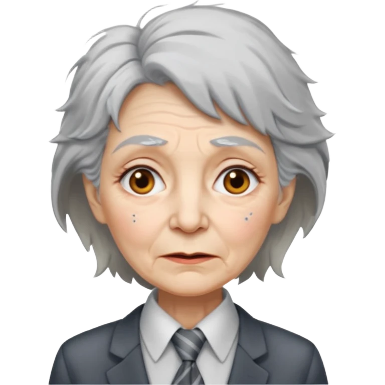 Very old women with Necktie. different hair style, more smudges on face. emoji