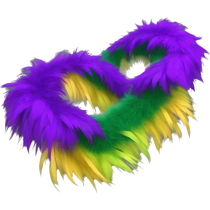 Realistic isolated purple,green,and yellow feather mardi gras boa. emoji
