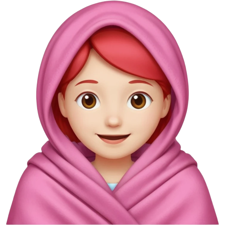 happy smile emoji red cheeks in pink blanket  emoji