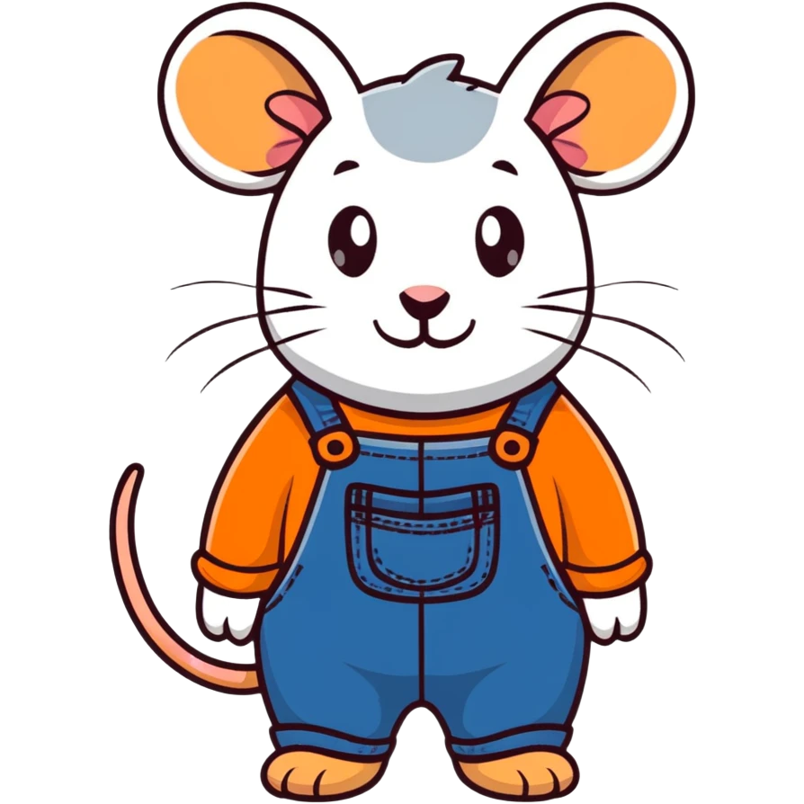 cute rat wearing blue denim overalls emoji