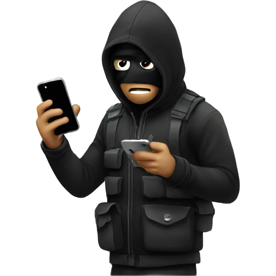 Robber looking at iphone emoji
