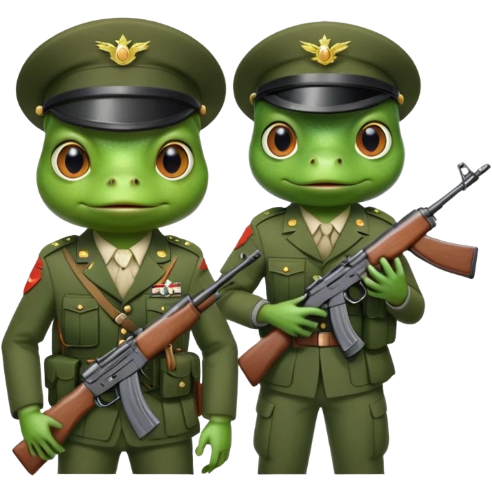 Frog with a ak47 next to hitler emoji