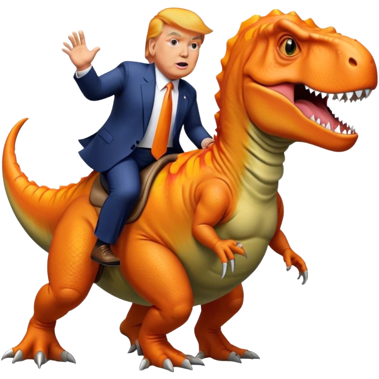 Donald Trump riding a t-Rex emoji