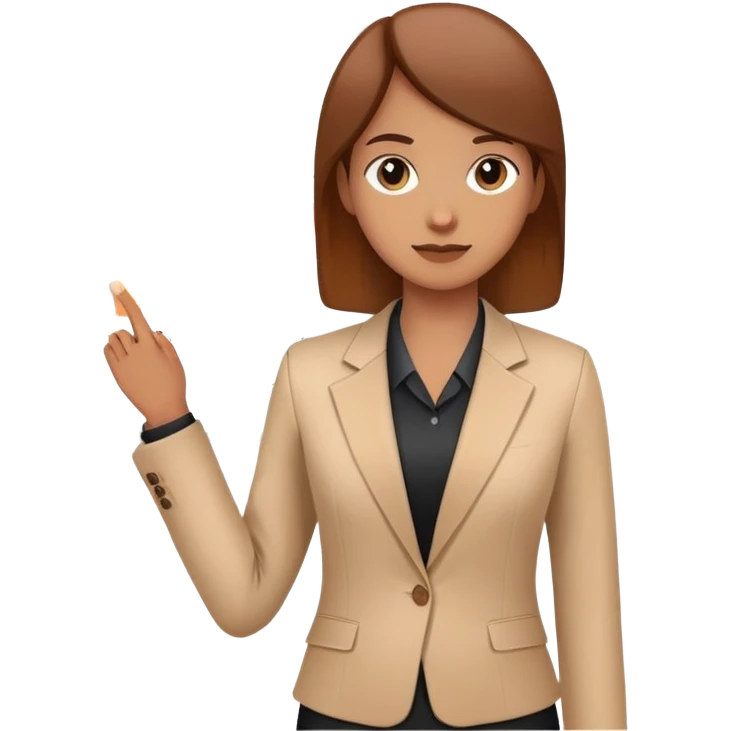 person presenting in front of a simple chart or graph, wearing a blazer and confident posture emoji