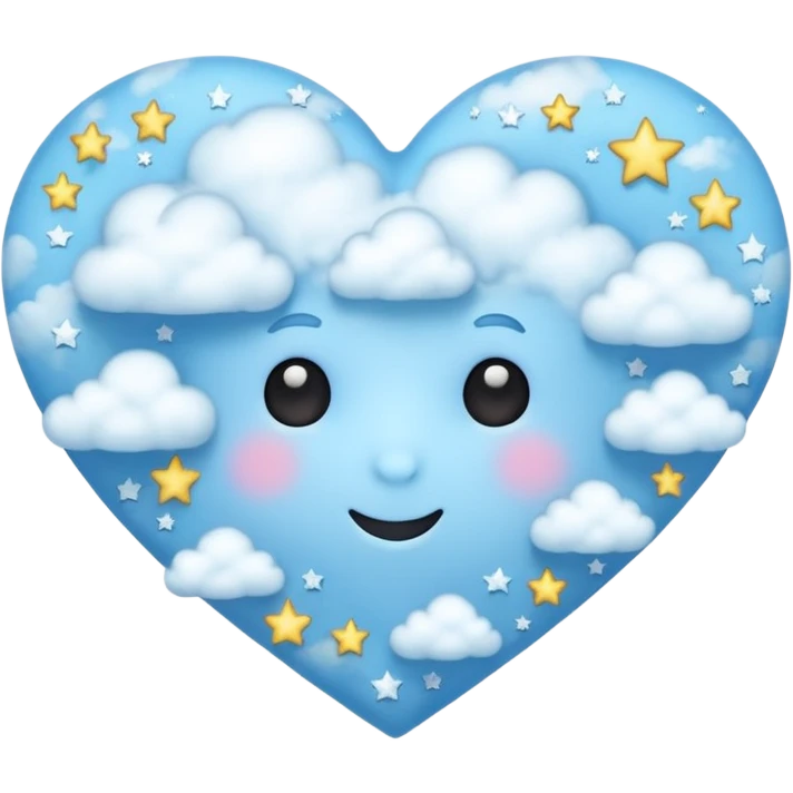 light blue heart with clouds and stars emoji
