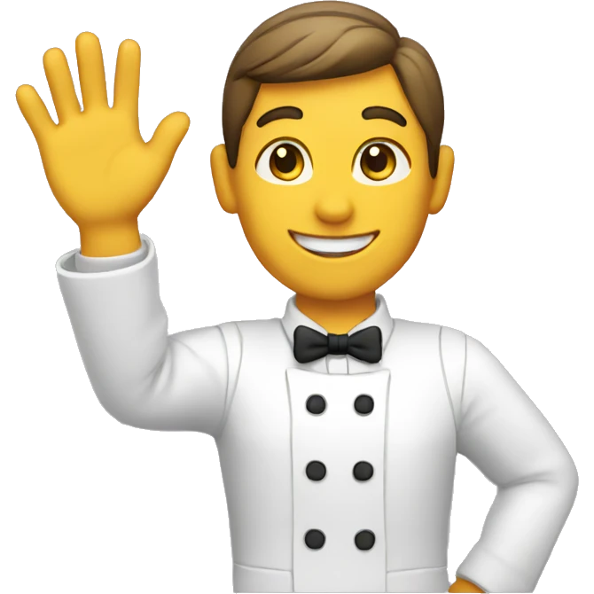 Waiter waves hello emoji