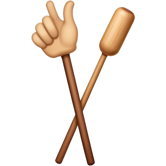 Hand holding Woodstick emoji