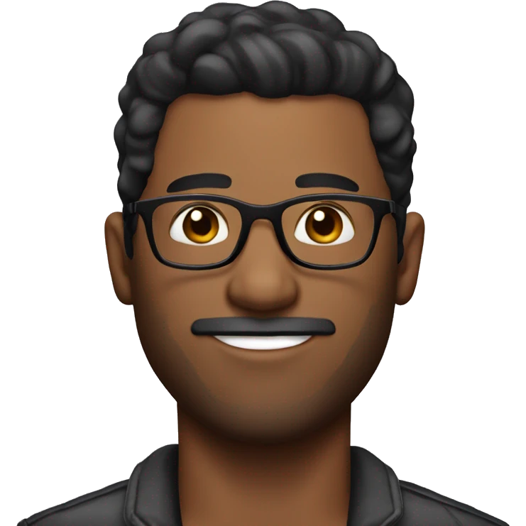 man with black taper fade hair, whith out BEARD, glasses emoji