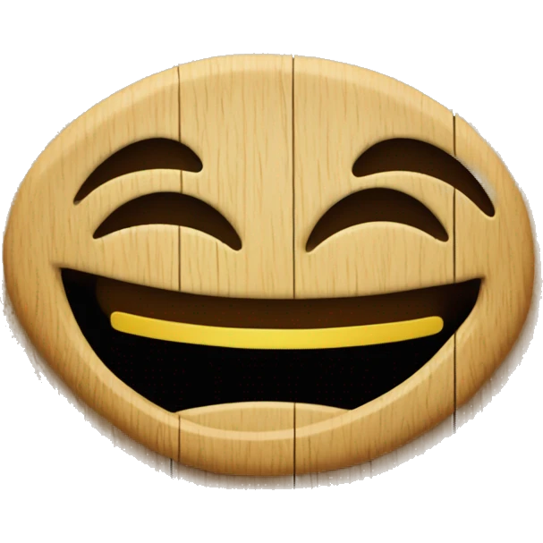 Smiley biding into wood emoji