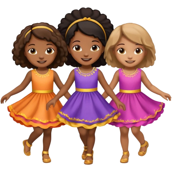 Variety little Black girls dancing emoji
